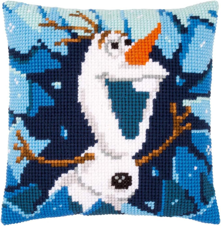 Vervaco Kreuzstichkissen Disney Olaf, Stickbild vorgezeichnet Kreuzstichpackung Kissen, vorbezeichne