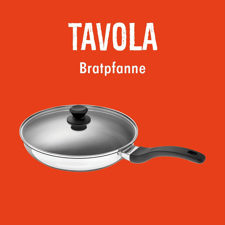 Rohe Germany 202041-28 Tavola Bratpfanne 28 cm, Pfanne inkl. Deckel, Edelstahl, 28 cm