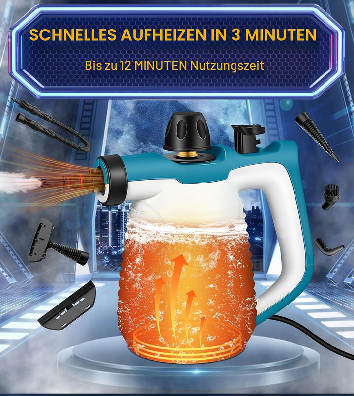 KingSom Dampfreiniger, Dampfreiniger Handgerät mit 9 Zubehörteilen, Steam Cleaner Handheld, Hand Dam