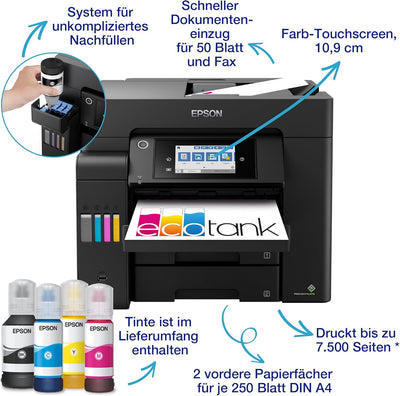 EcoTank ET-5800 DIN-A4-Multifunktions-WLAN-Tintentankdrucker mit Fax, ET-5800