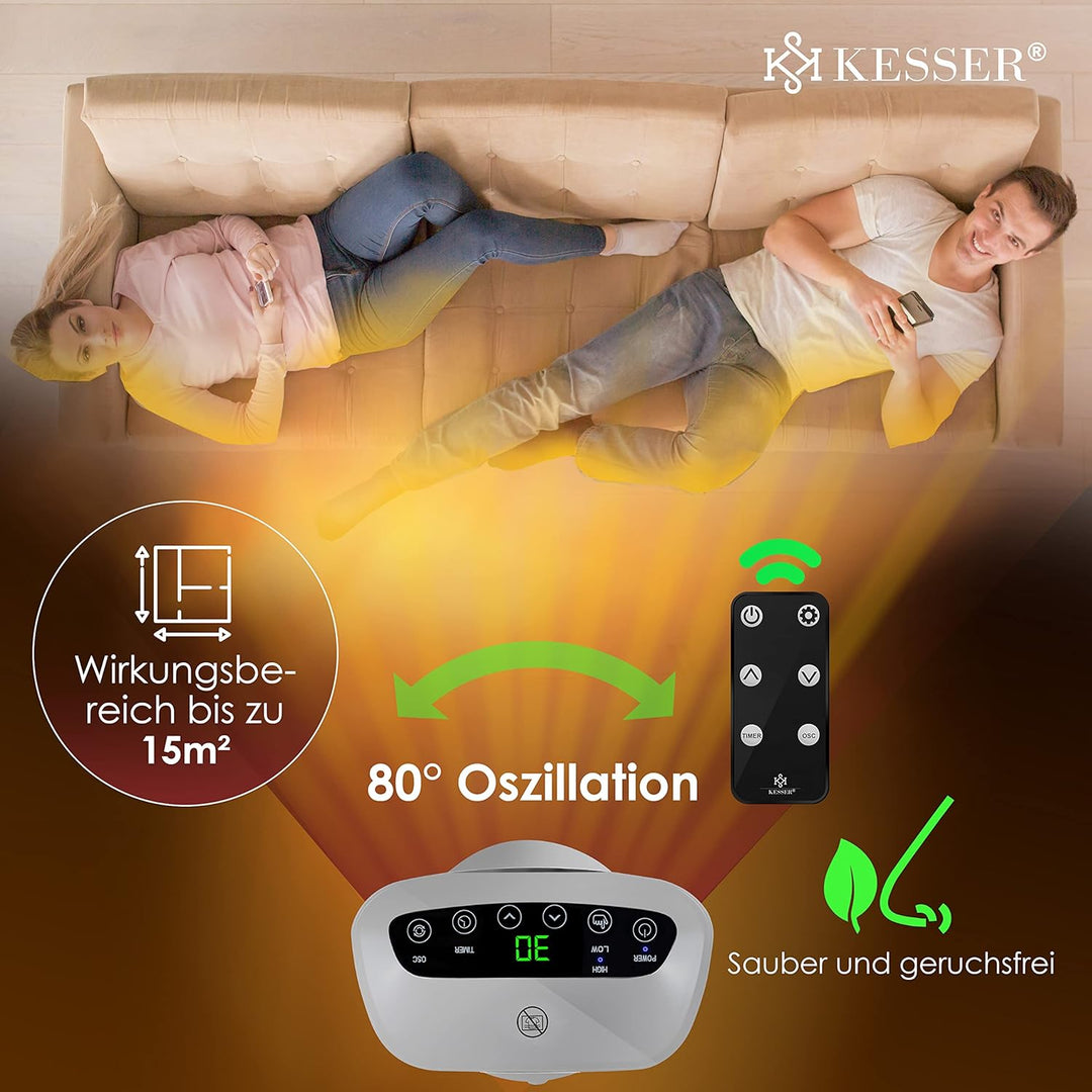 KESSER® Heizlüfter mit Fernbedienung energiesparend leise 2000W Keramik Heizstrahler Standheizstrahl