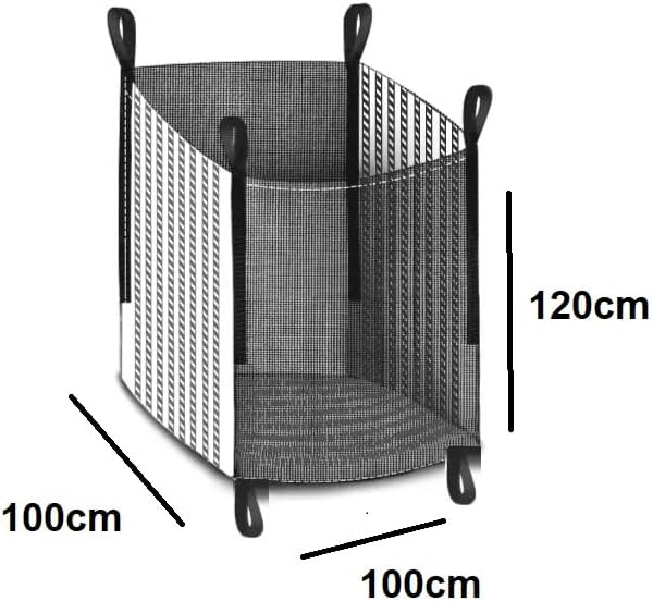 Woodbag Holz Big Bag Netzgewebe und Lüftungsgewebe mit Ventilationsstreifen geschlossener Boden 100x