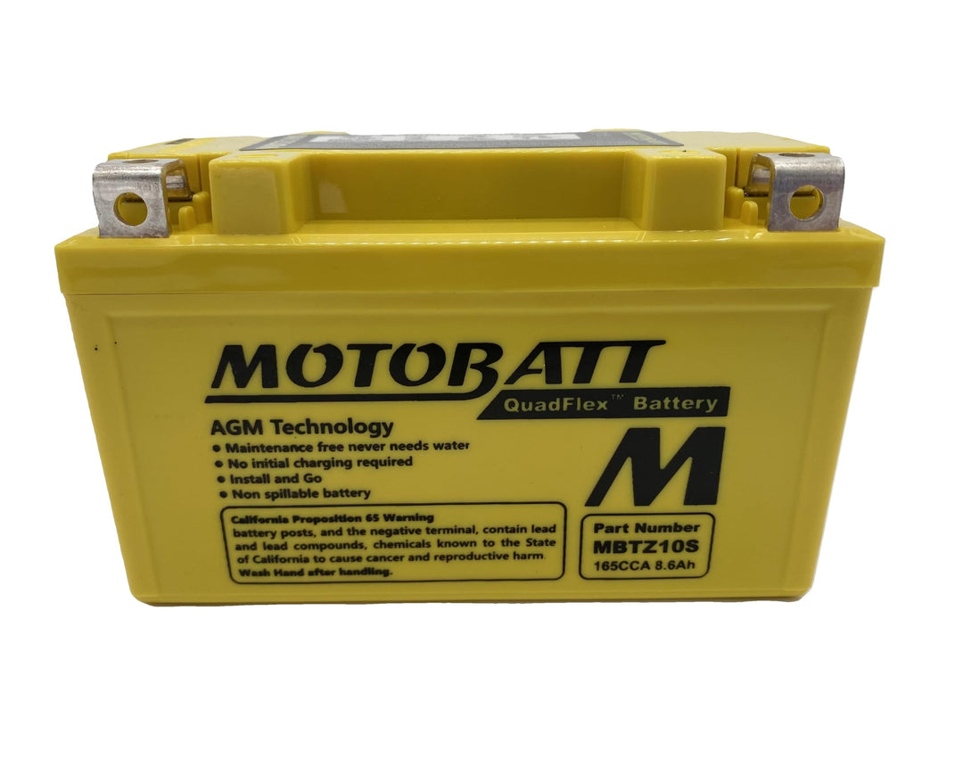 MotoBatt MBTZ10S (12V 8.6 Amp) 140CCA Factory Activated QuadFlex AGM Battery