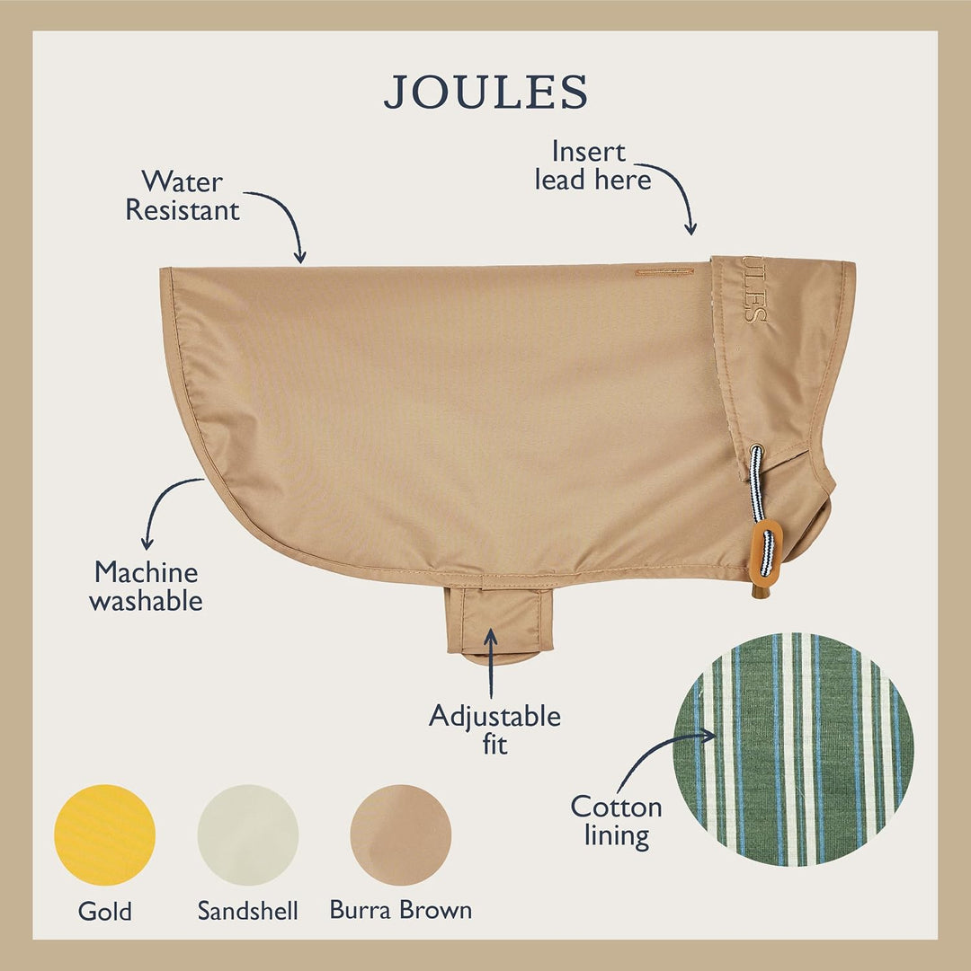 Rosewood x Joules Burra Brown Regenmantel für Hunde, klein, waschbar, leicht, wasserabweisend, Hunde