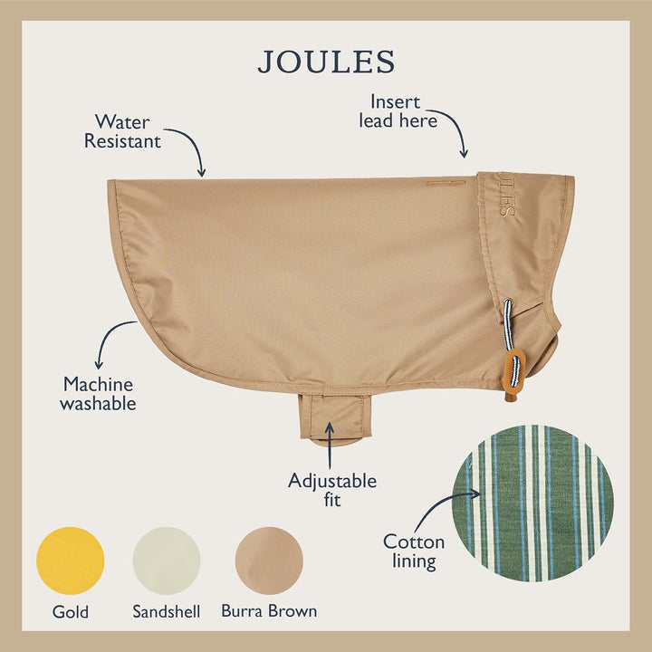 Rosewood x Joules Burra Brown Regenmantel für Hunde, klein, waschbar, leicht, wasserabweisend, Hunde