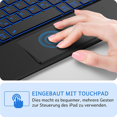CACOE Hülle Tastatur Kompatibel mit iPad 9. Generation, iPad 10.2 Tastatur mit Touchpad, 7-Farbige B