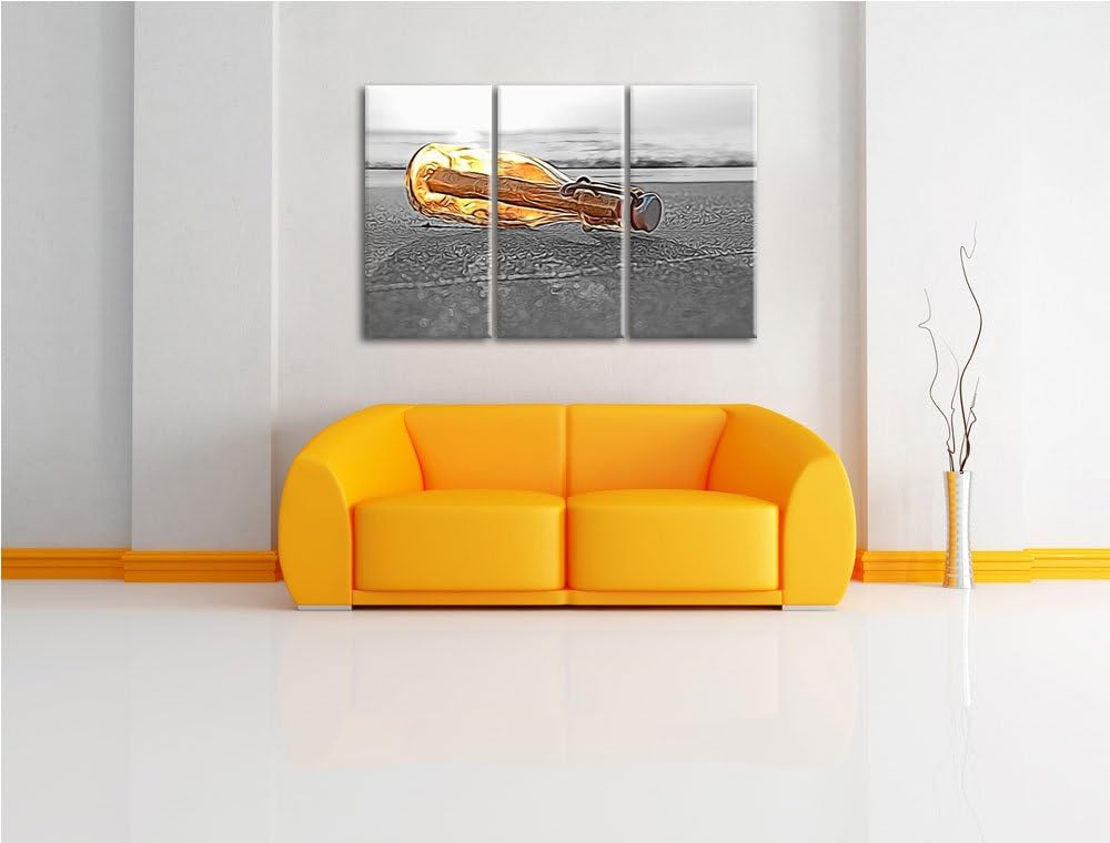 schöne Flaschenpost im Sonnenschein3-Teiler Leinwandbild 120x80 Bild auf Leinwand, XXL riesige Bilde