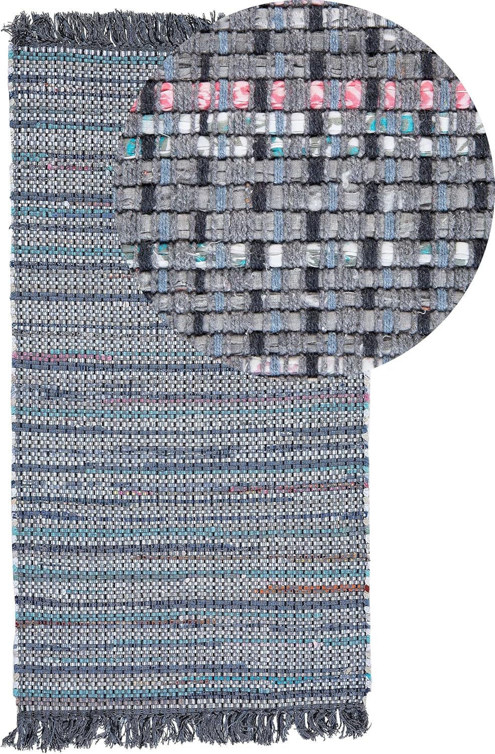 Trendy Teppich grau Streifen Baumwolle 80x150 cm Besni