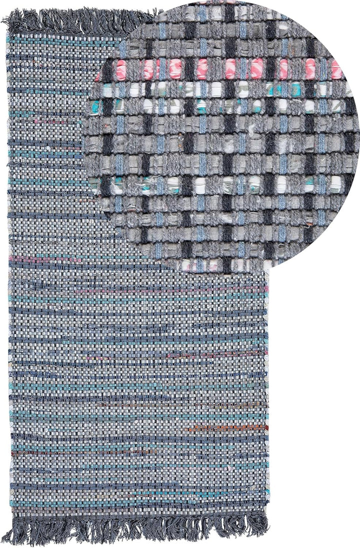 Trendy Teppich grau Streifen Baumwolle 80x150 cm Besni
