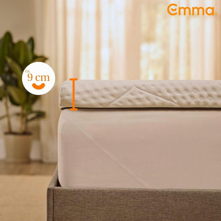 Emma Premium Topper 100x200 cm, Atmungsaktiver Matratzentopper, Memory-Schaum, Waschbarer Bezug bei