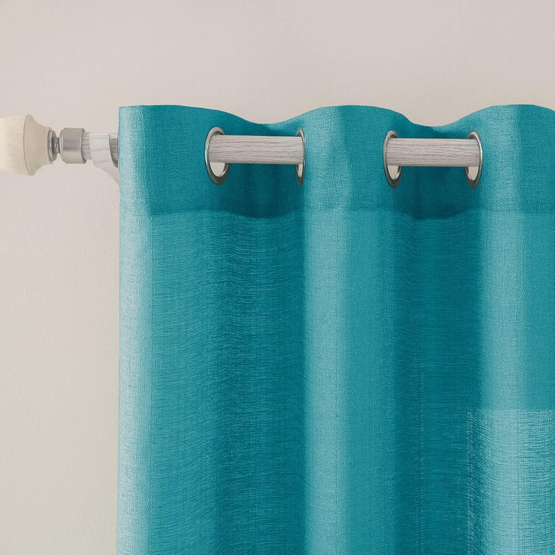 MIULEE 2er Set Voile Vorhang Sheer Leinenvorhang mit Ösen Transparente Unregelmässige Textur Gardine