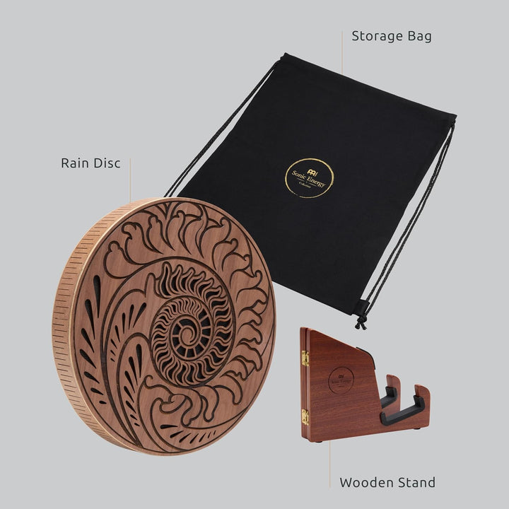 Sonic Energy 10 Zoll Rain Disk – Ozeanklang – Walnussholz mit Gravur – Für Therapie, Klangreise, Ent