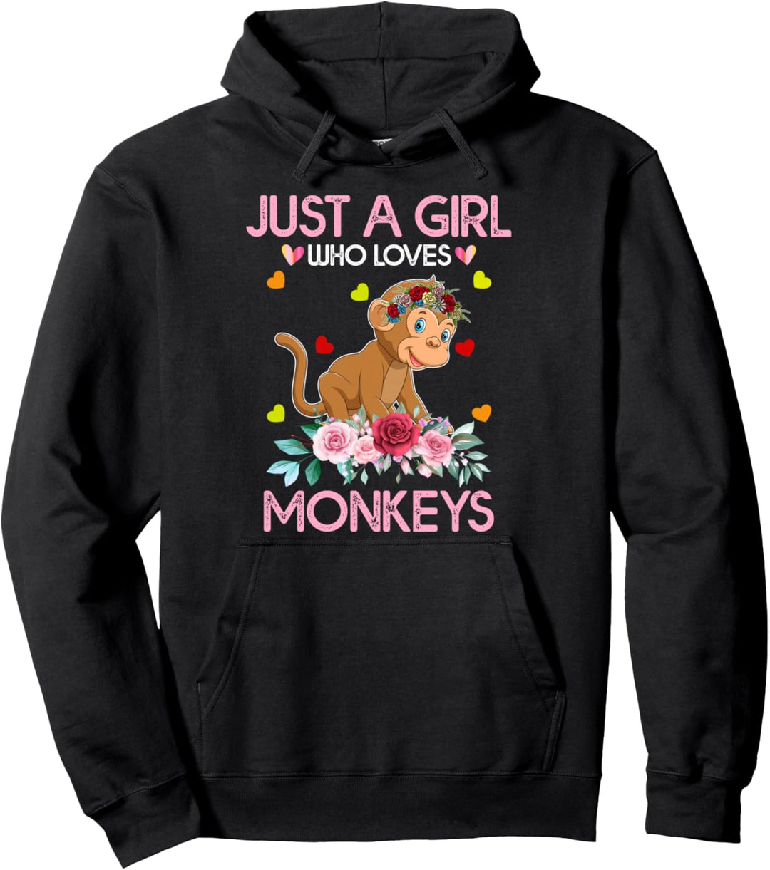 T-Shirt mit Affen-Motiv für Frauen und Kinder, Aufschrift "Just A Girl Who Loves Monkeys" Pullover H