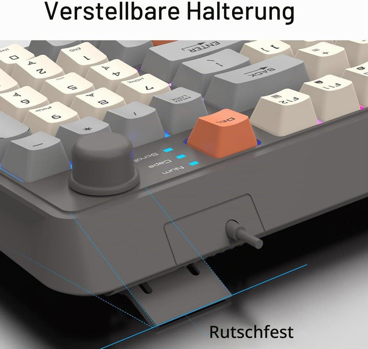 Kompakte Kabelgebundene Gaming Tastatur mit 94 Tasten Mechanisch 3 Farben Gemischte Tastenkappen Coo