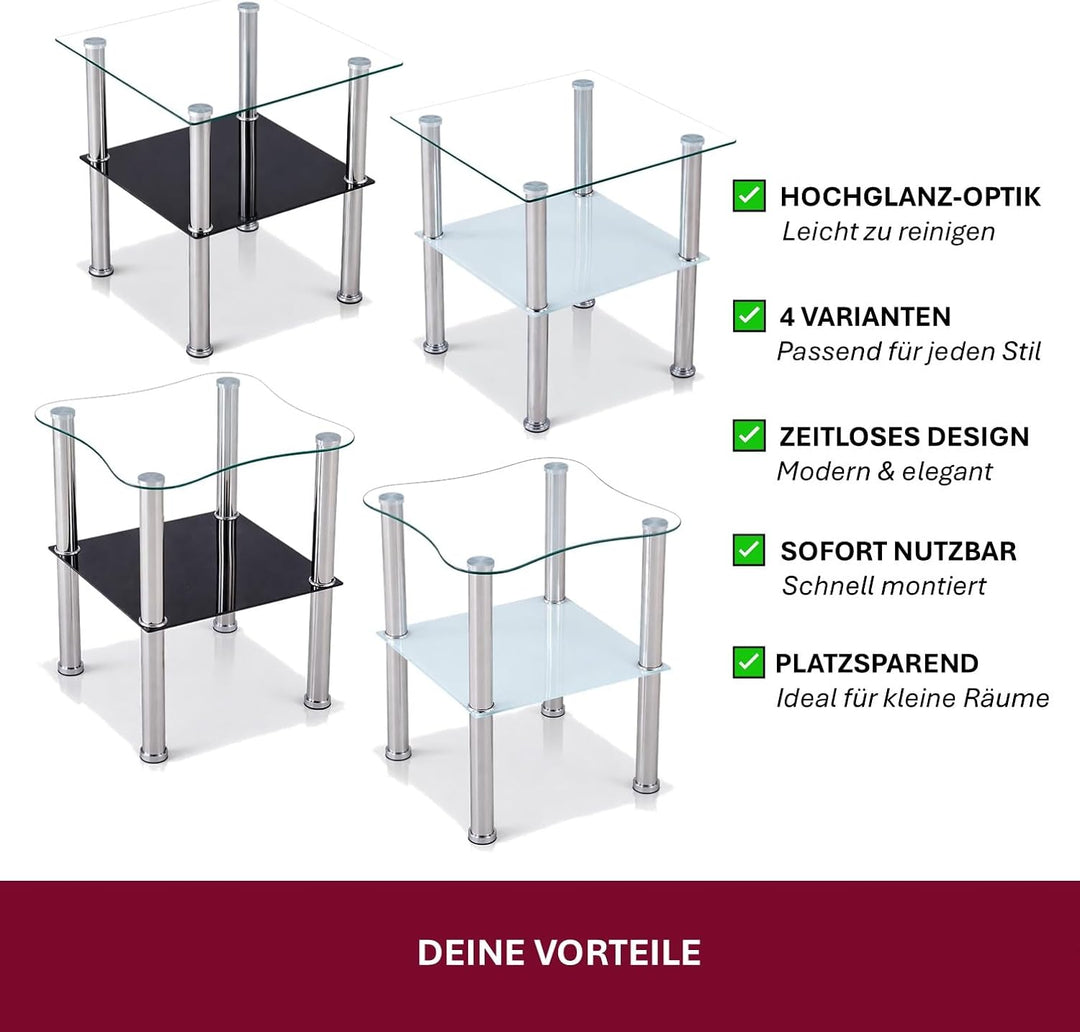 CasaXXl Couchtisch Glas mit Sicherheitsglas & Facettenschliff - Glastisch perfekt geeignet als Beist