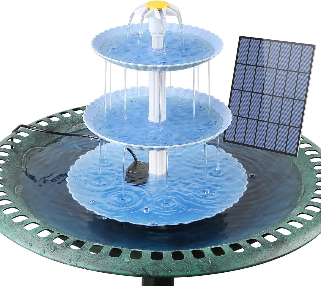 AISITIN DIY Deko Brunnen,Vogeltränke Sets mit 3,5W Solar Springbrunnen, 3 stufige Vogelfütterer für
