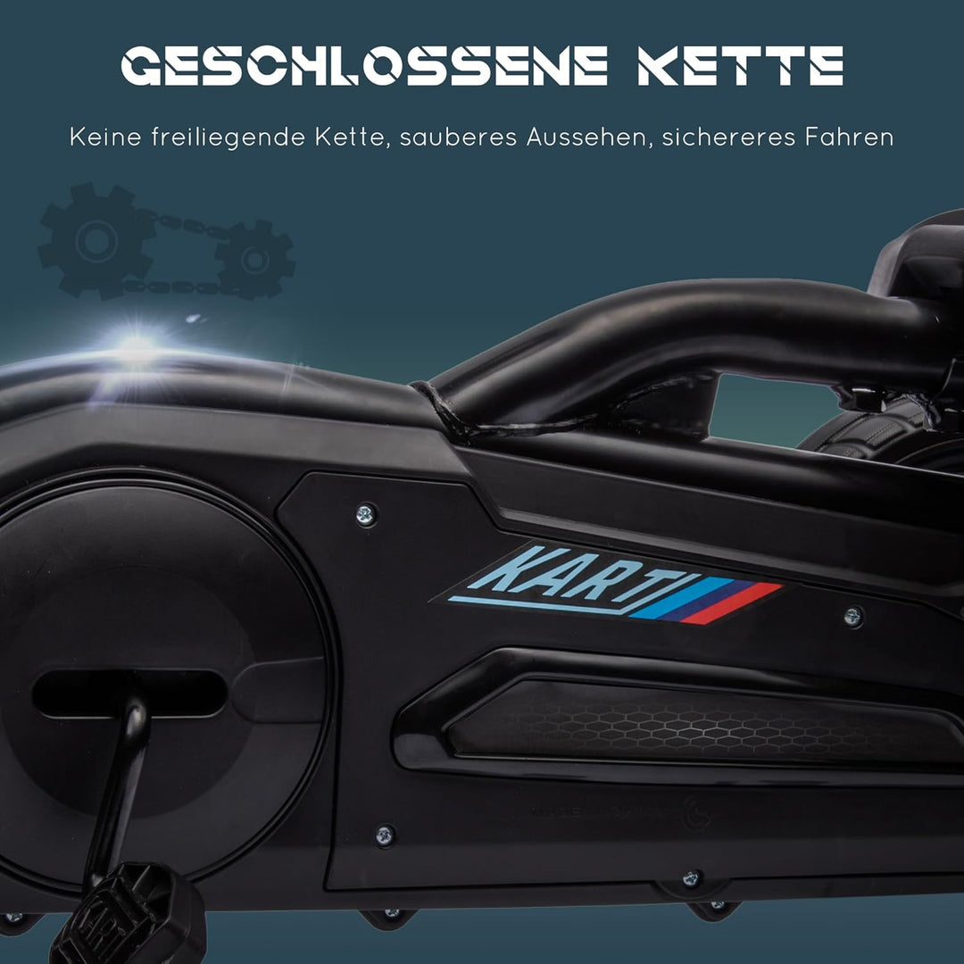 HOMCOM Gokart Tretauto mit Handbremse, verstellbarem Sitz, Vor- und Rückwärtsgang, Tretfahrzeug Kind