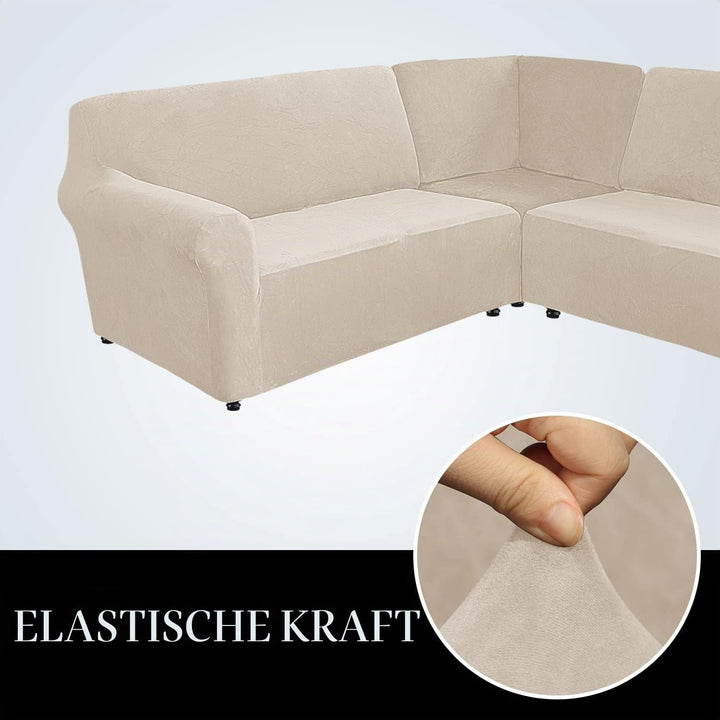 MINGPINHUIUS Sofabezug L Form Stretch Sofabezug aus Samt für 5 Sitzer Ecksofa, Anti Rutsch Sofa Über