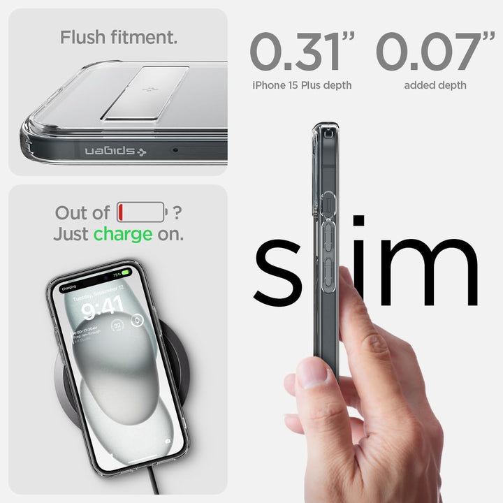 Spigen für iPhone 15 Plus Ultra Hybrid S MagFit All-in-One Hülle mit Ständer Kompatibel mit MagSafe