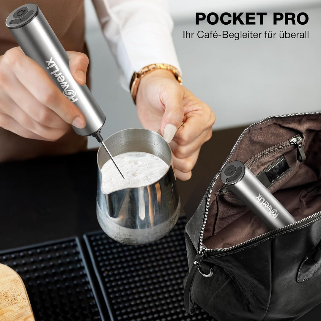 POWERLIX Pro 3-in-1 Elektrischer Milchschäumer Handheld - USB-C Wiederaufladbar, 10.000 U/min Schnel
