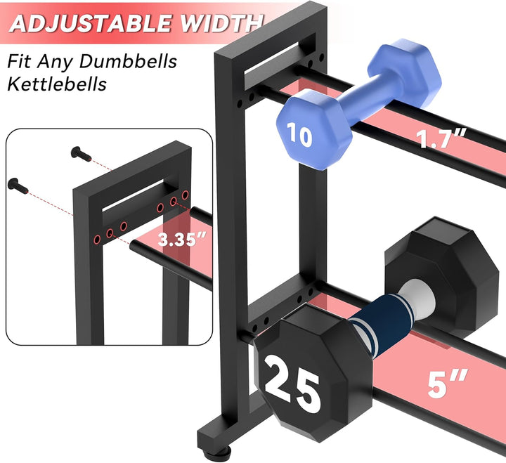 Verstellbarer 2-stufiger Hantelständer, 120kg Tragfähigkeit, Kompakter Heimfitness-Organizer für Han