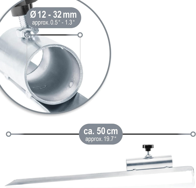 com-four® Sonnenschirmhalter aus verzinktem Stahl - Erdspiess für den Boden - Standfuss für Sonnensc