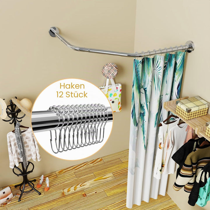 Sikaiqi Dehnbare 304 Edelstahl Diamant Form Badezimmer Badewanne Ecke Duschvorhangstange (Diamantfor