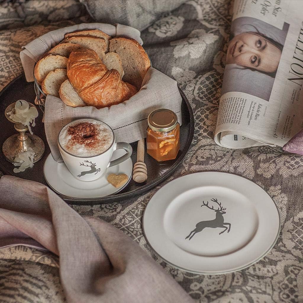 GMUNDNER KERAMIK Breakfast for two Gourmet Geschirrset grauer Hirsch Geschirr, handgemacht in Österr
