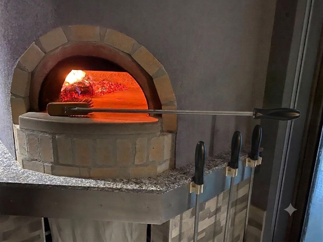 GIEMME 4 Stücke Pizzaschaufel-Set aus Edelstahl Für Tiefe Öfen 70/80 Cm