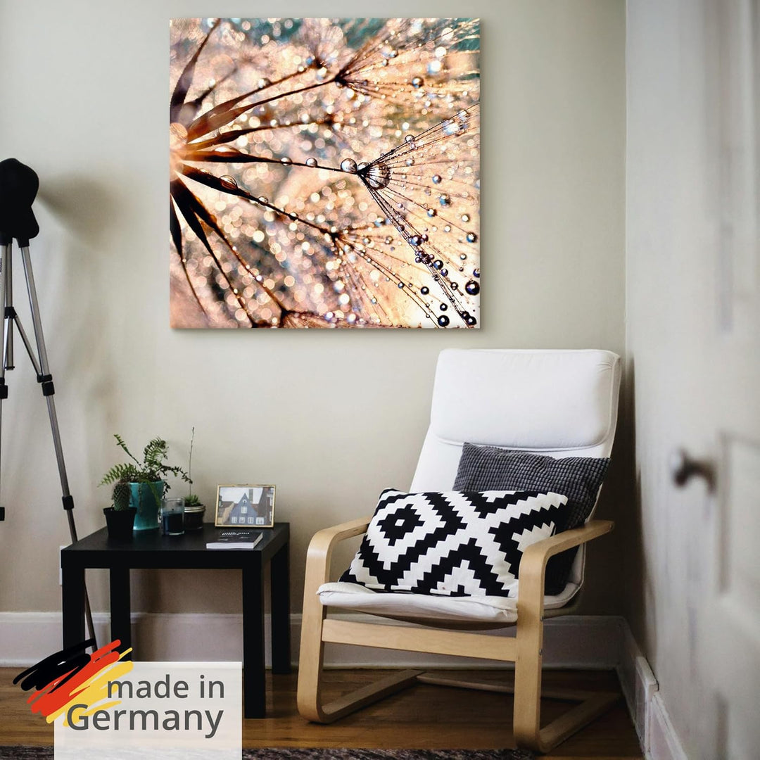 ARTland Leinwandbilder Wandbild Bild auf Leinwand 50x50 cm Wanddeko Blumen Pusteblume Botanik Wasser
