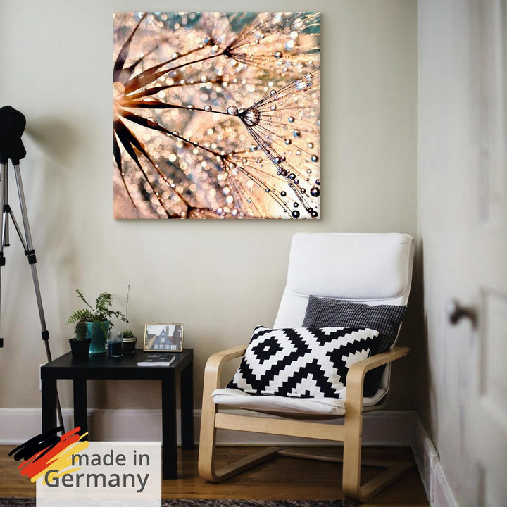 ARTland Leinwandbilder Wandbild Bild auf Leinwand 50x50 cm Wanddeko Blumen Pusteblume Botanik Wasser