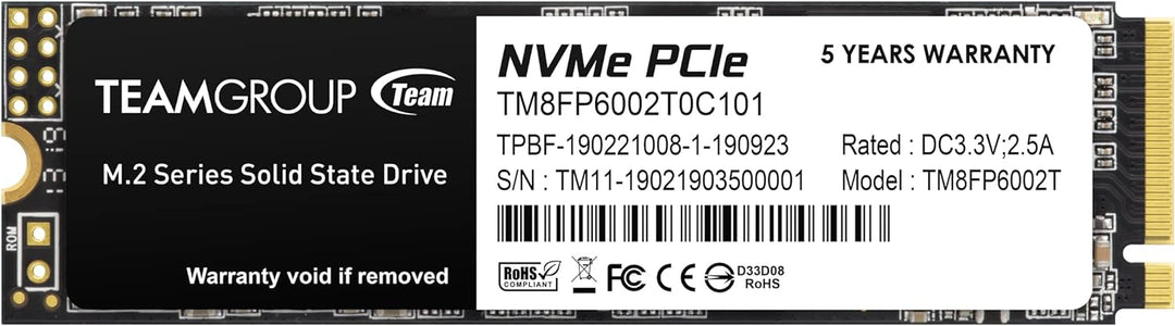 Team Group MP33 2TB PCIE GEN3 X4 NVME M.2 SSD 1800/1500 MB/S One size Classic