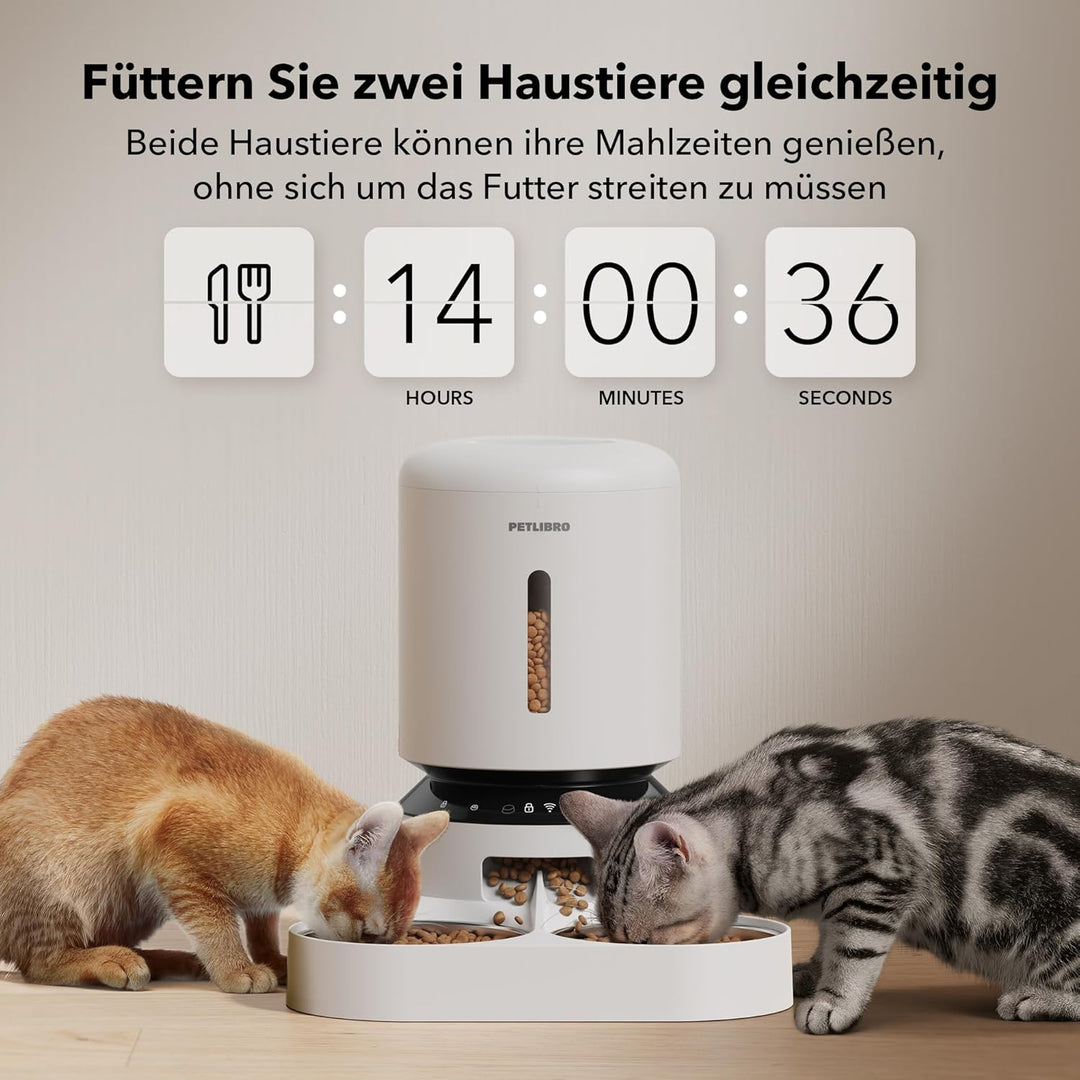 PETLIBRO 5L Futterautomat für 2 Katzen und Hunde mit APP, 5G-WLAN-Haustierfutterspender, Automatisch