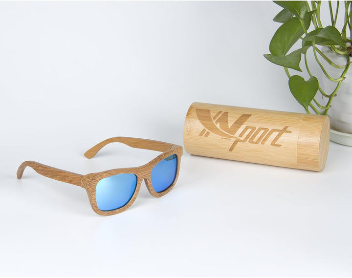 Ynport Bambus-Sonnenbrille für Herren/Damen, klassisches Design, mit Holz beschichtet, Vintage-Stil,