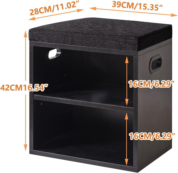 YMYNY Schuh Aufbewahrungsbank mit Sitzkissen, 2-Tier Schuh Rack mit gepolstertem Sitz, justierbarer