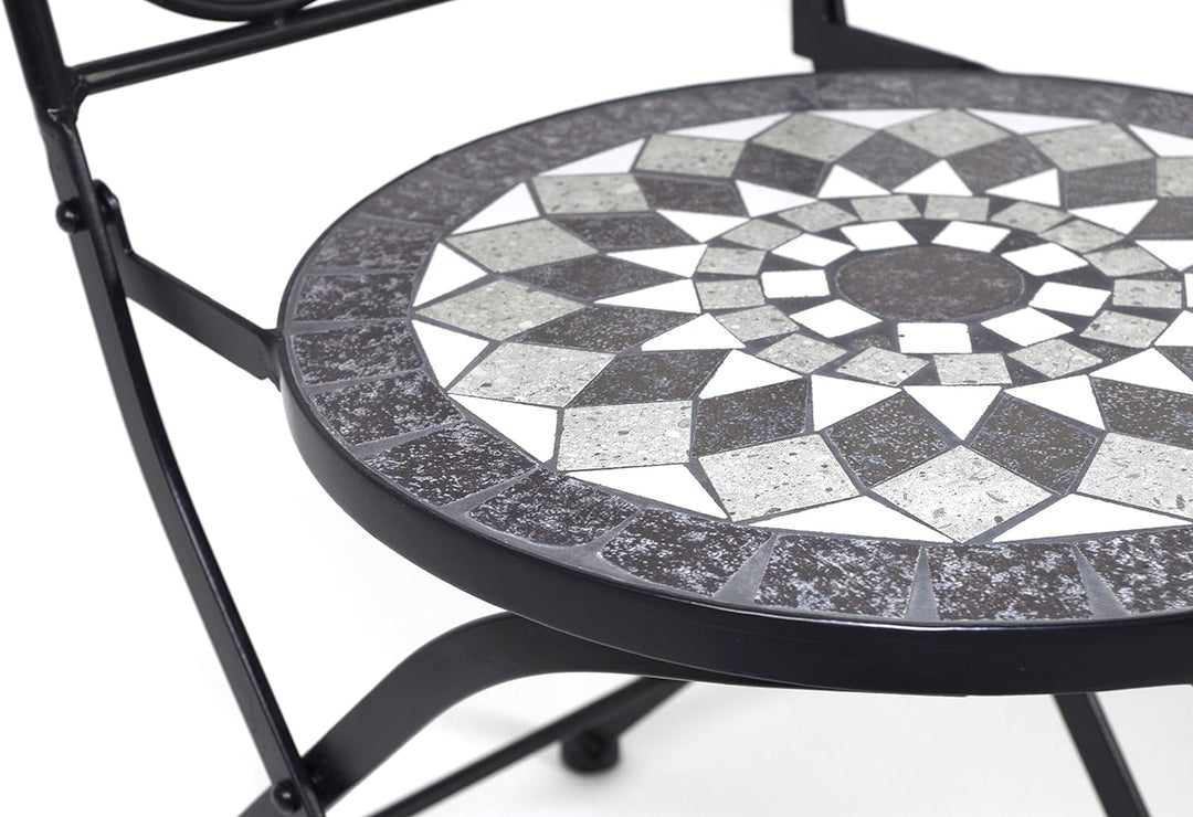 Kobolo Gartenstuhl Klappstuhl Mosaikstuhl Metallstuhl - Höhe 88 cm - grau- für Innen- und Aussenbere