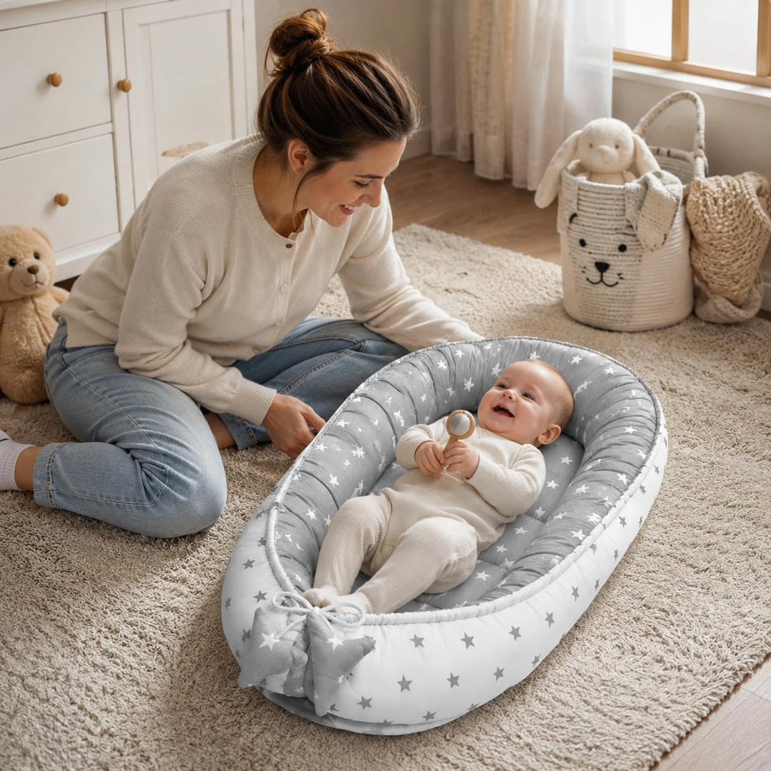 PIMKO Babynest Babynestchen für Baby Kuschelnest 2-seitig Babykokon für Säuglinge und Neugeborene Ba
