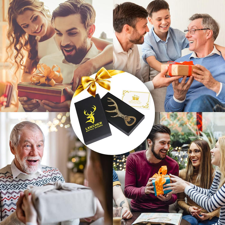 LKKCHER Hirschgeweih Geschenke, Geburtstagsgeschenk für Frauen Männer, Bierflaschenöffner, Weihnacht
