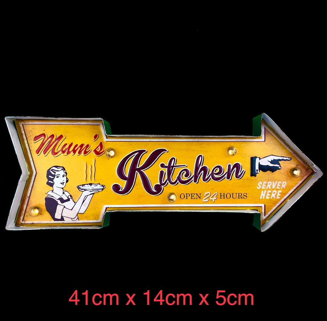 DiiliHiiri Retro-Schild, beleuchtet, Café, Vintage Metallschild, Handwerk, Zubehör für Zuhause (Mom&