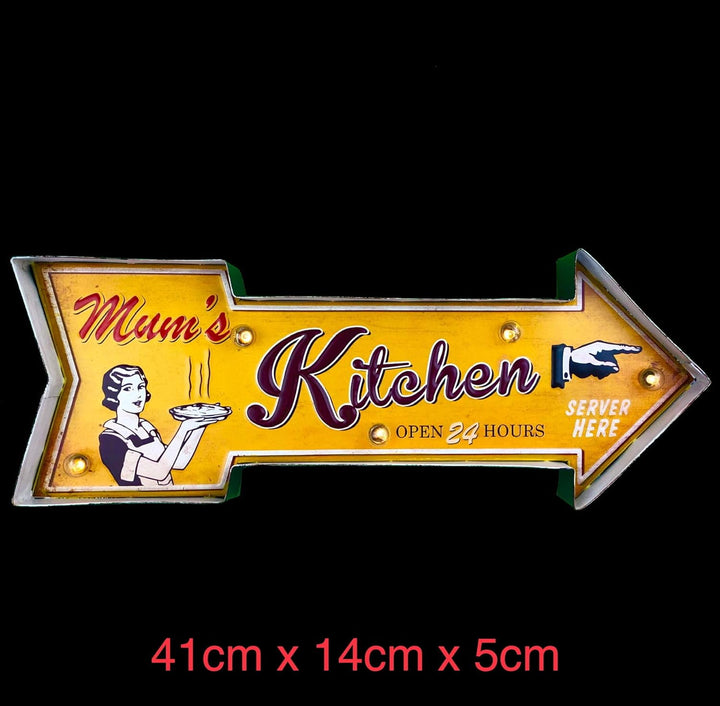 DiiliHiiri Retro-Schild, beleuchtet, Café, Vintage Metallschild, Handwerk, Zubehör für Zuhause (Mom&