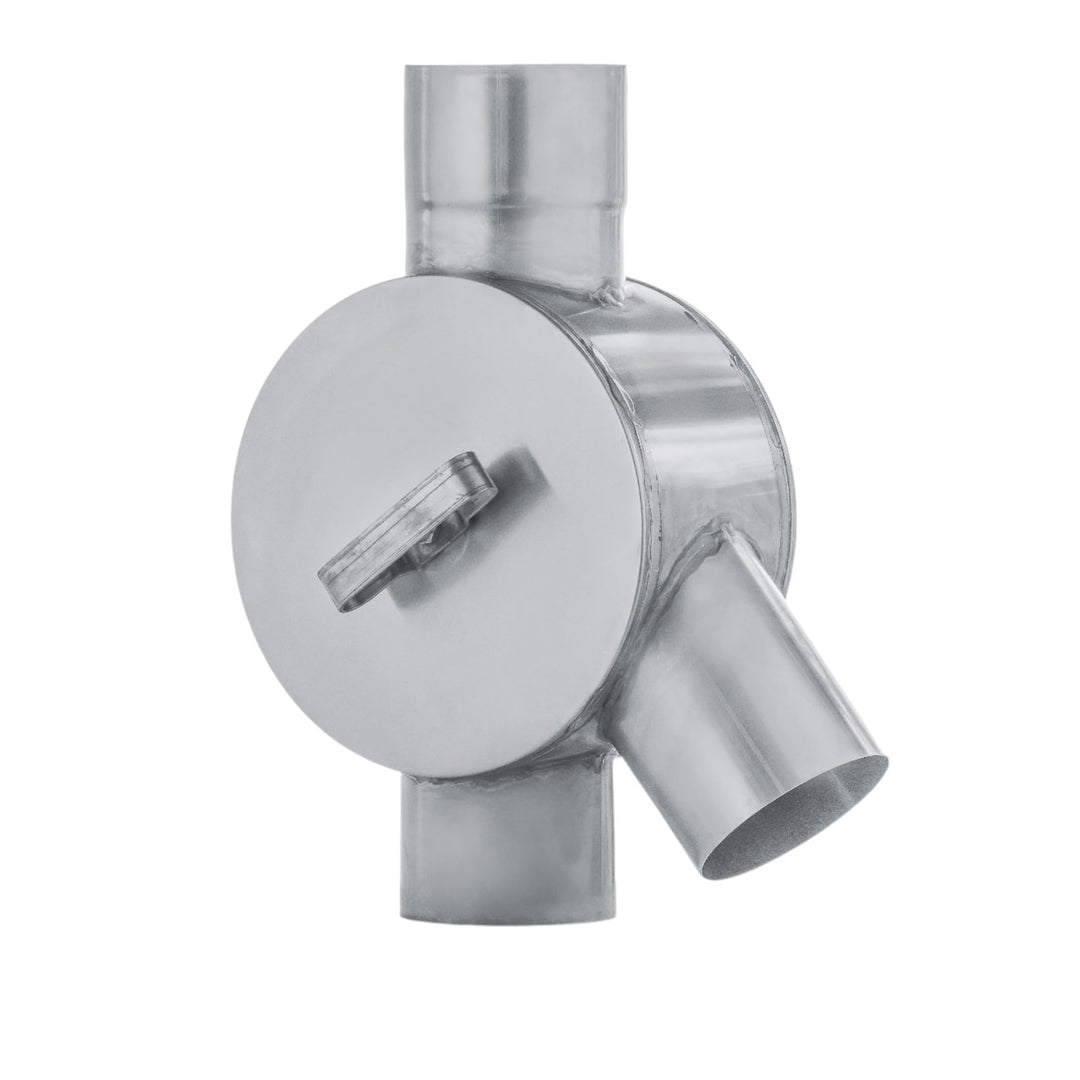 zbs24 Zink Wasserverteiler mit Drehgriff 80mm Regenwasserverteiler aus Titan-Zink für Fallrohre Wass