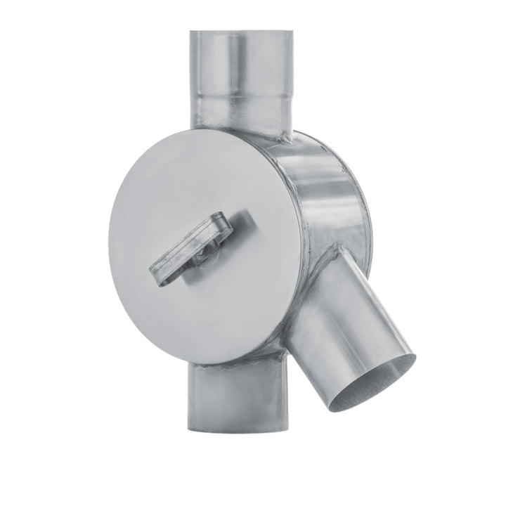 zbs24 Zink Wasserverteiler mit Drehgriff 80mm Regenwasserverteiler aus Titan-Zink für Fallrohre Wass