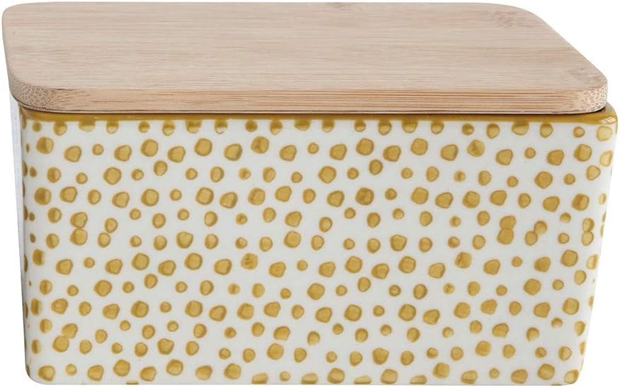 Bloomingville 2x Butterdose Gatherings, Keramik, 13 L x 7 H x 9 B cm, in Gelb und Schwarz