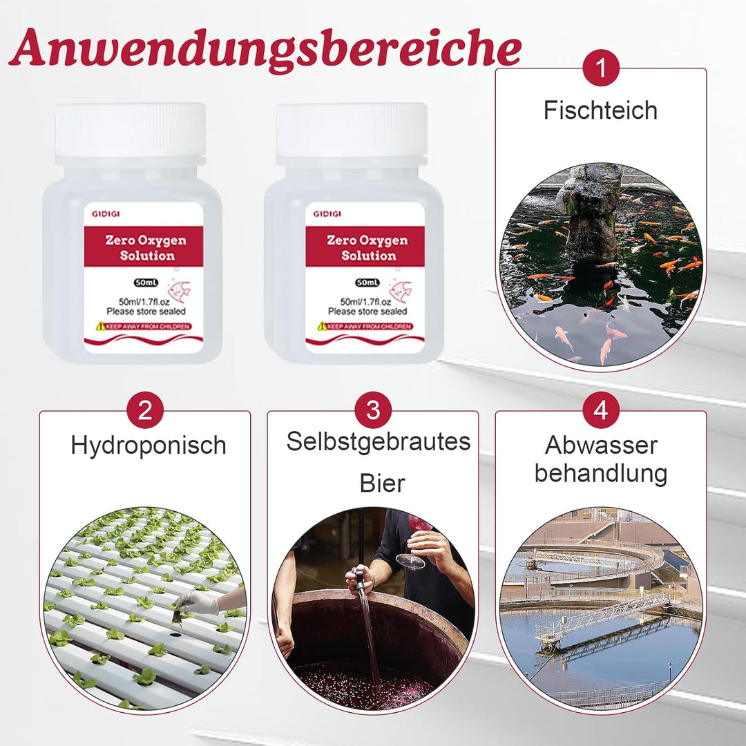 Null-Sauerstoff-Kalibrierlösung für Sauerstoffmessgeräte, 4 Flaschen à 50 ml Null-Sauerstoff-DO-Stan