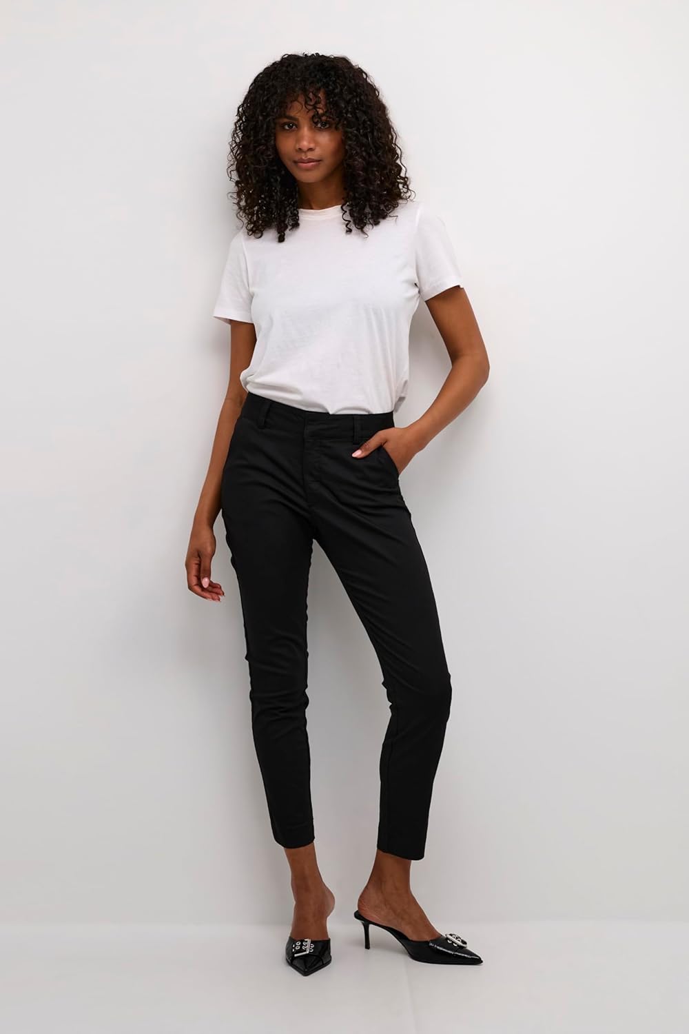 KAFFE Casual Hose Kalea Damen Chino Hose Elegant Klassische Stoffhose 32 Black Deep, 32 Black Deep