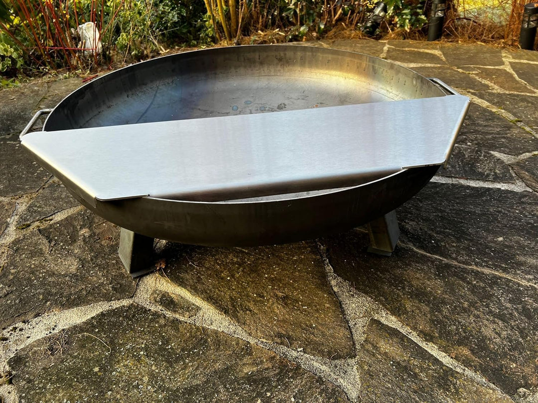 Feuerplatte Plancha Feuerplatte aus Edelstahl 4mm, Grillplatte passend für Feuertonne 60 cm (Lieferu