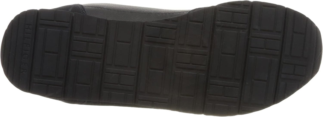 Tommy Hilfiger Herren Signature Ledersneaker Runner-Sneaker, Desert Sky