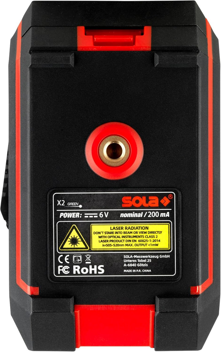 Sola X2 GREEN PROFESSIONAL Kreuzlinienlaser grün mit flexibler Wandhalterung - Linienlaser für Innen