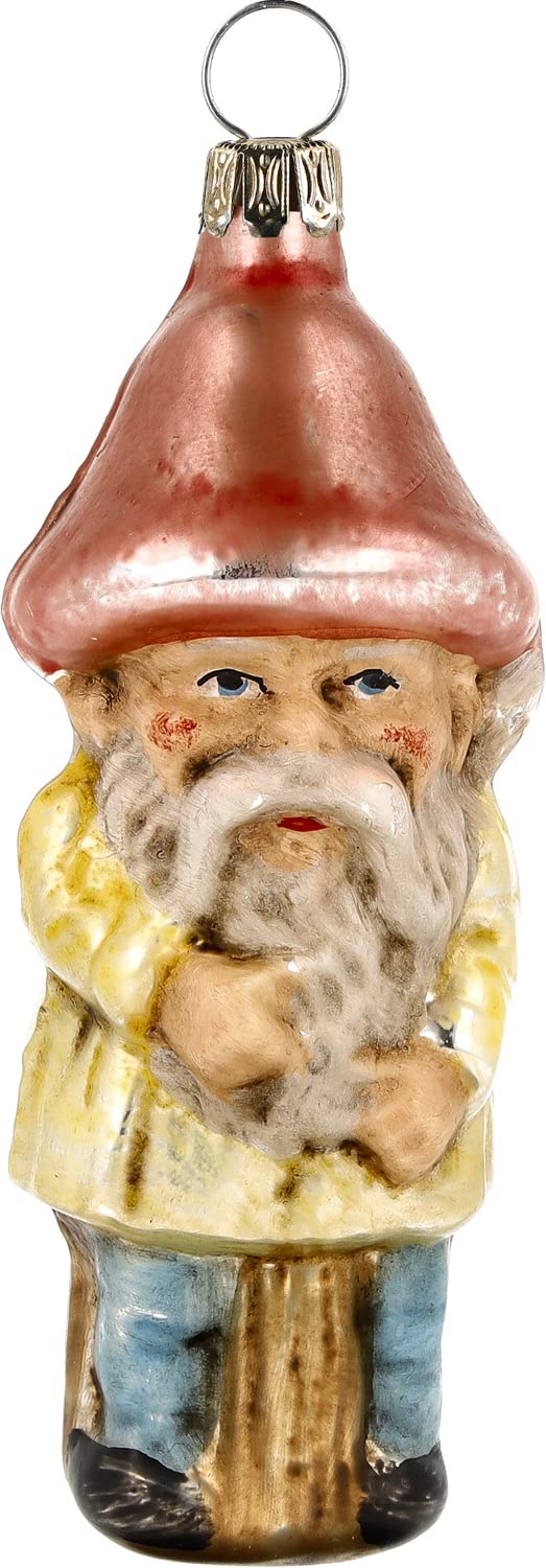 Glas Figur Rumpelstilzchen mit roter Mütze, patiniert