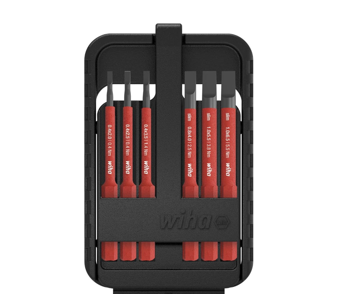 Wiha 43152 electricSchlitz 6-TLG. in slimBit-Box Bit Set Rot Schlitz, 6 tlg., Schlitz, 6 tlg.